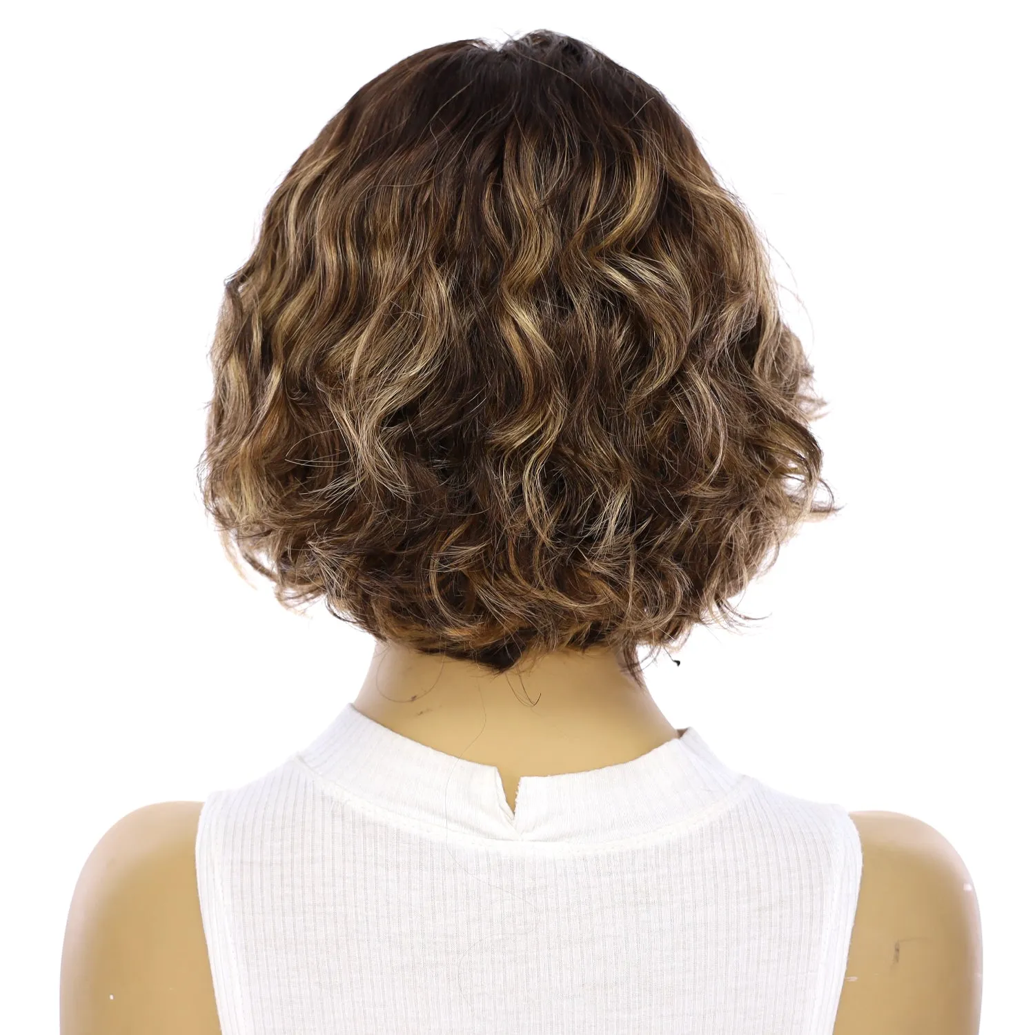 12" Halle Silk Top Wig Dark Brown Balayage Wavy