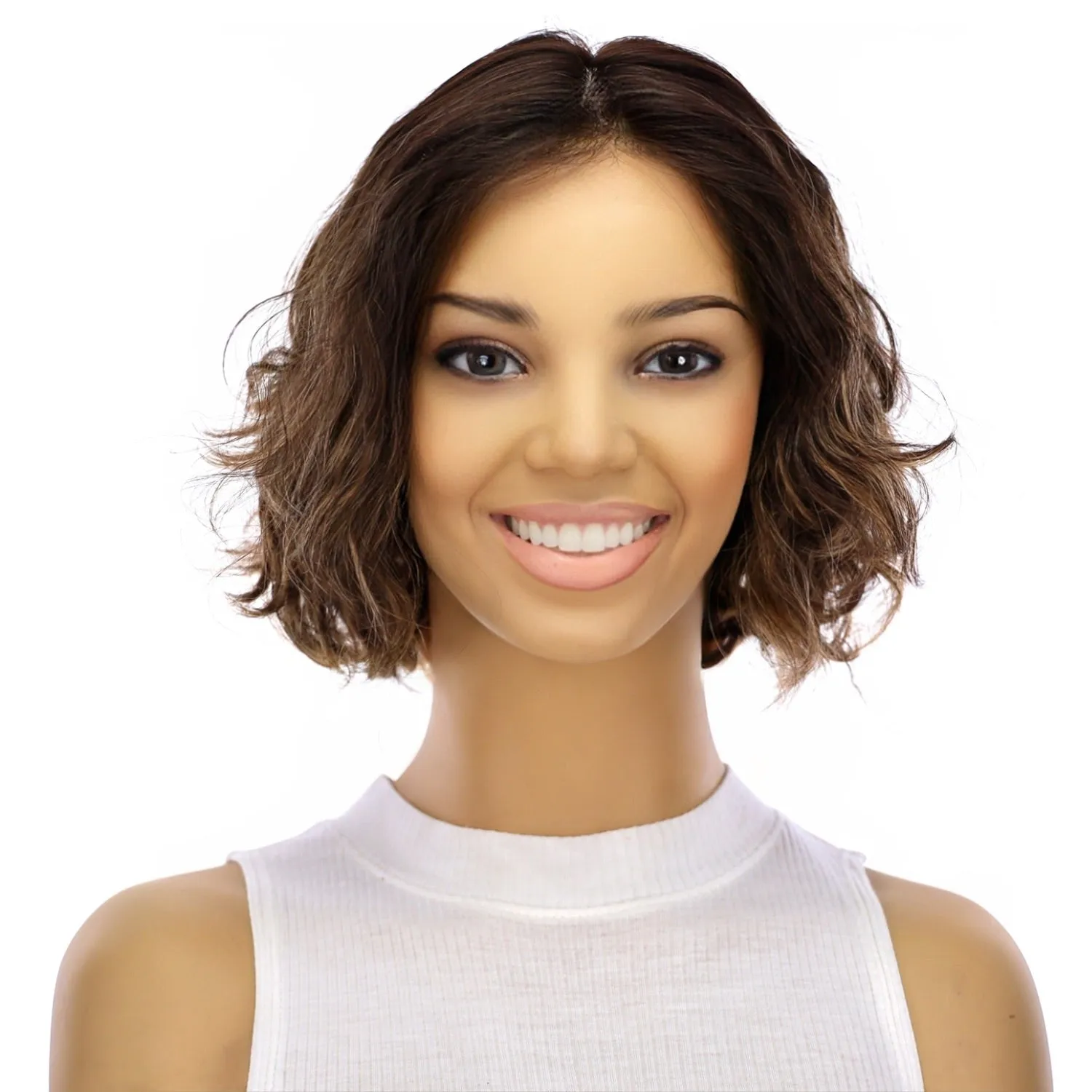 12" Halle Silk Top Wig Dark Brown Balayage Wavy