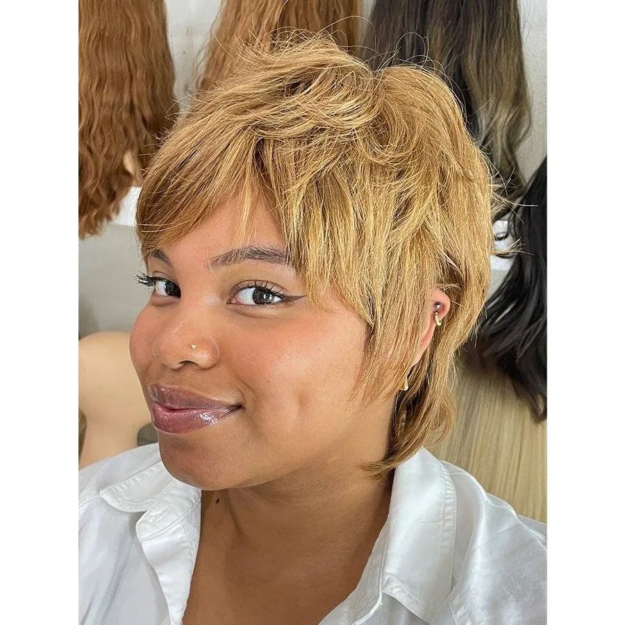 12" Luxe Pixie Silk Top Wig #27/30 Strawberry Blonde
