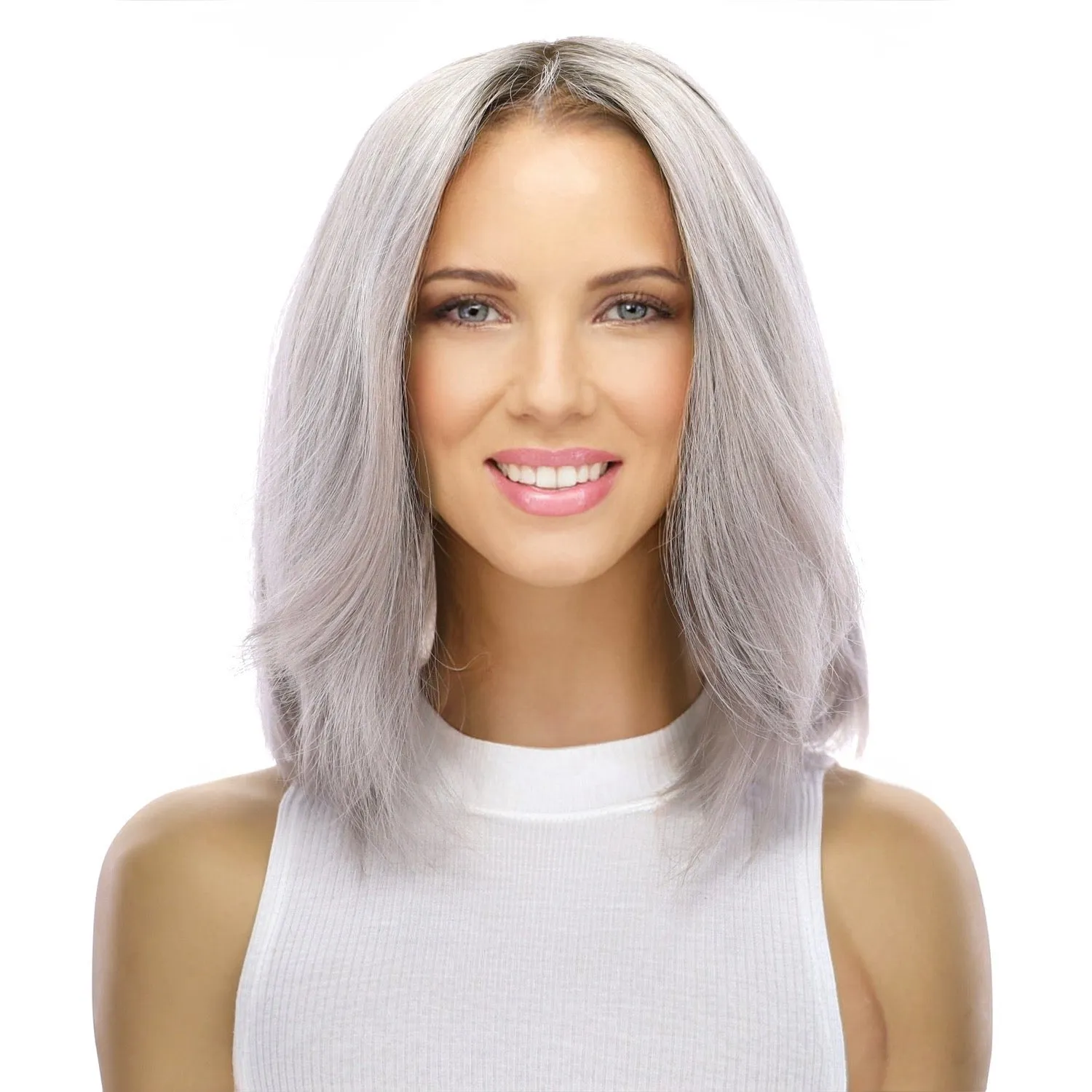 13" Victoria Silk Top Wig Silver Smoke