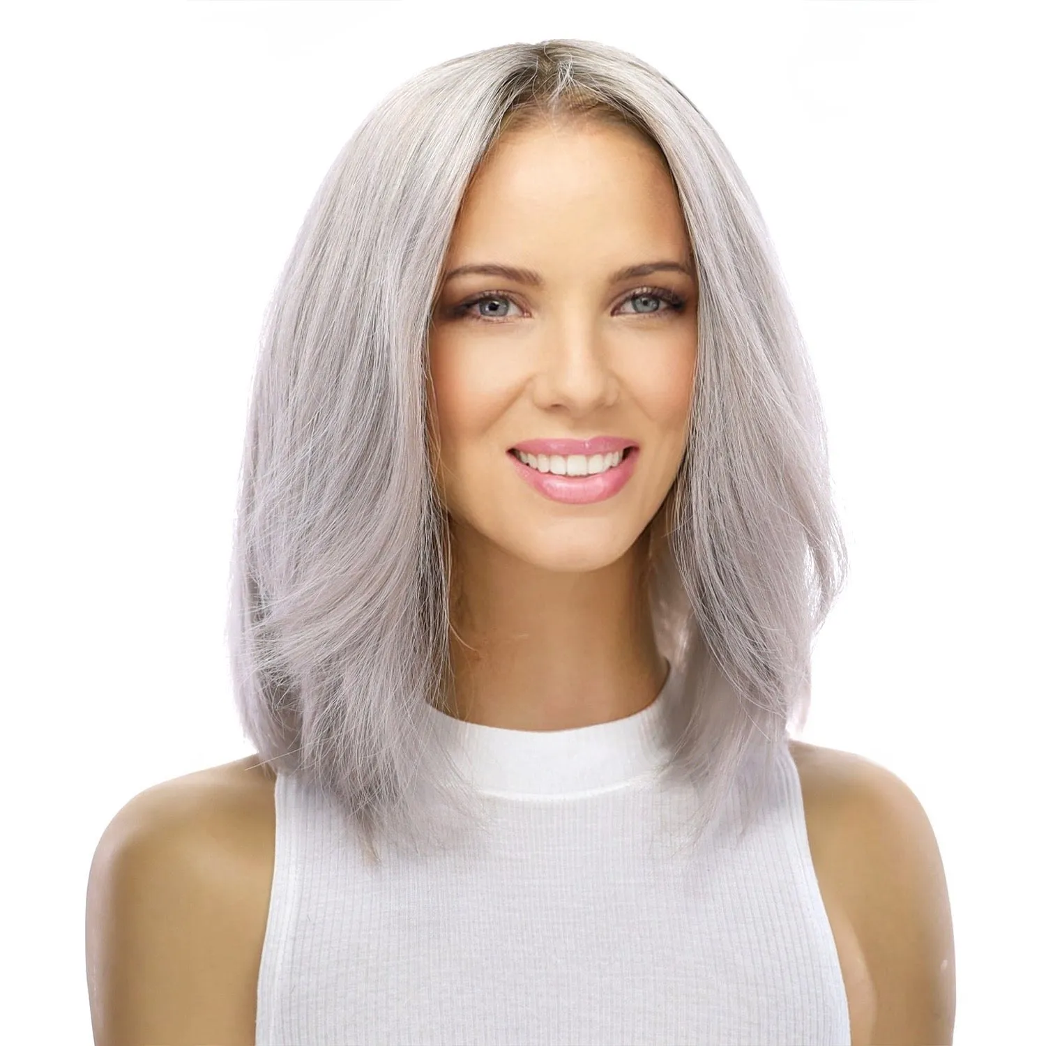 13" Victoria Silk Top Wig Silver Smoke