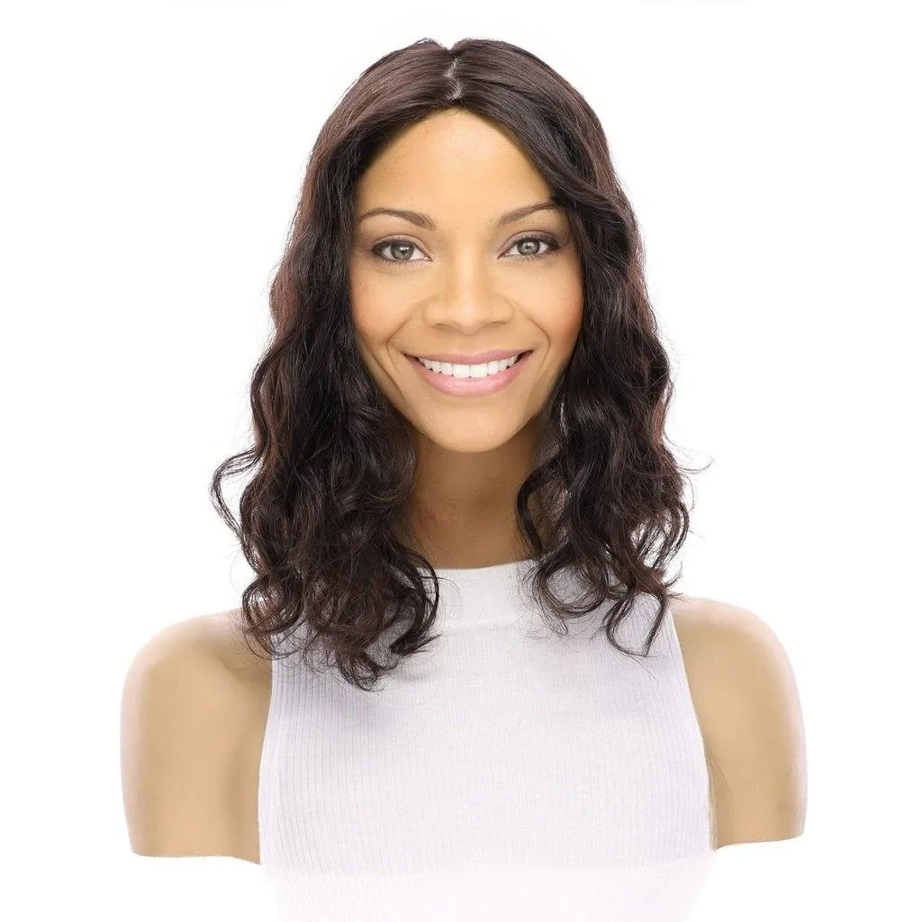 14" Emerald Silk Top Topper Natural Black Wavy
