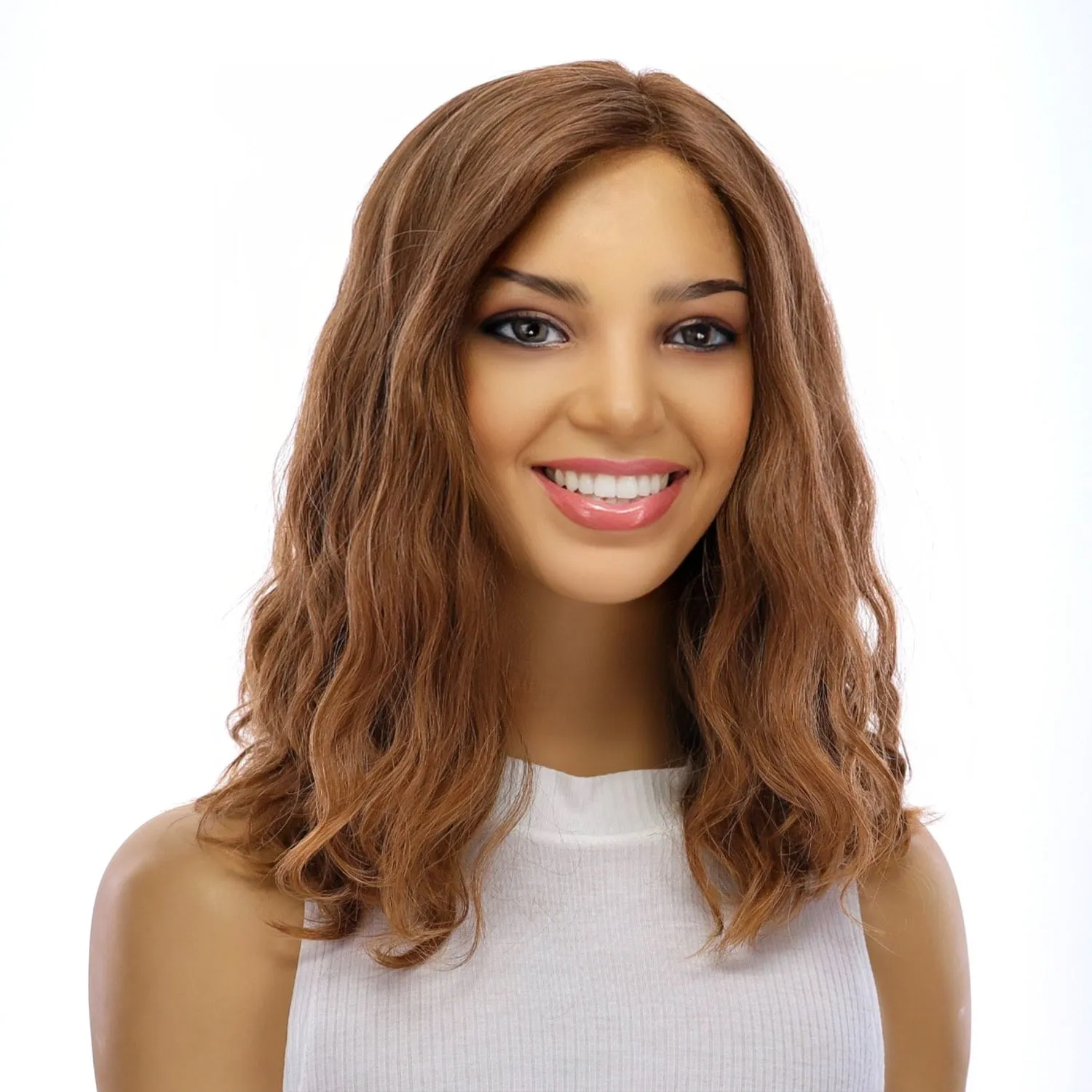 16" Luxe Silk Top Wig #12 Warm Light Brown Wavy