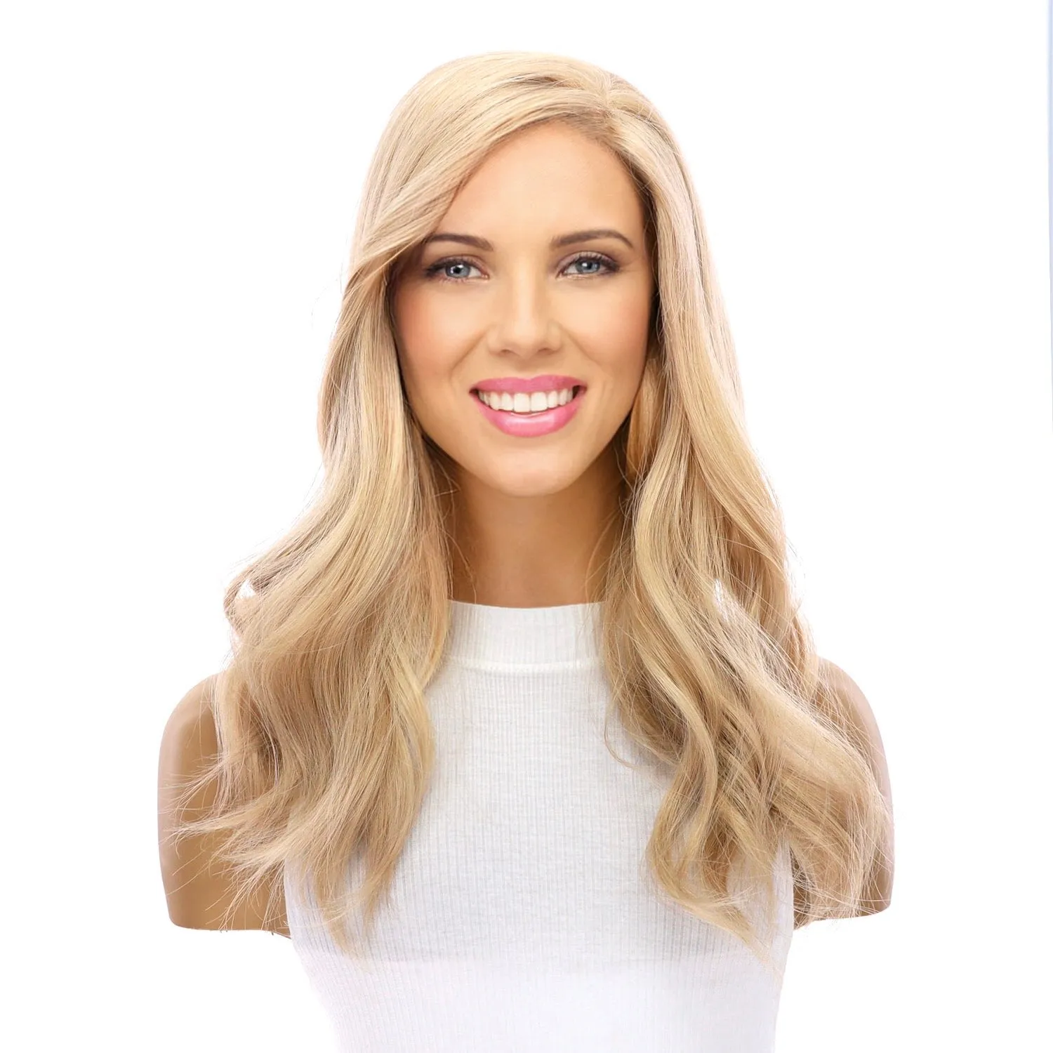 18" Emerald Silk Top Topper Platinum Blonde w/ No Rooting