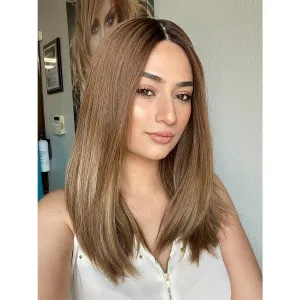 19" Nicole Silk Top Wig Light Brown Babylight w/ Partial Rooting