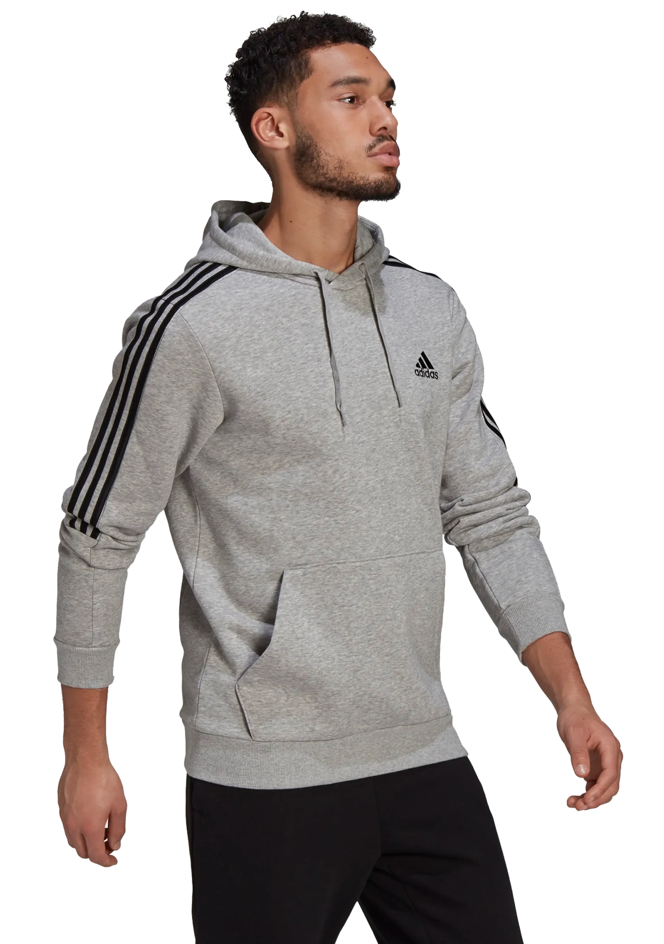 Adidas Mens Fleece Cut 3 Stripes Hoodie