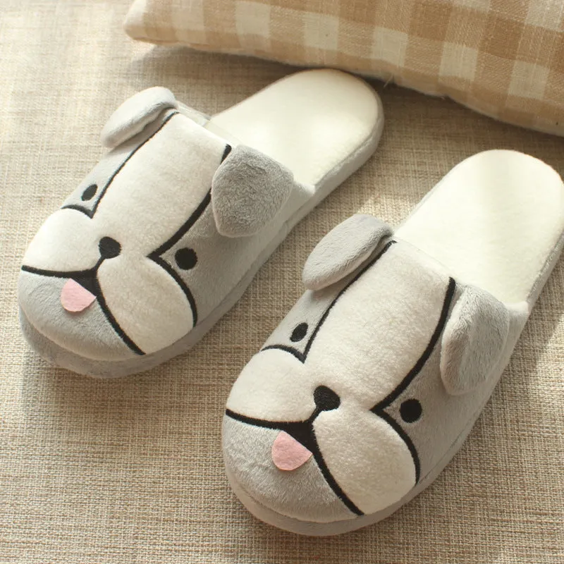 Animal Slippers Cotton Slippers Indoor Floor Cute Dog Cartoon Slippers UGG Style