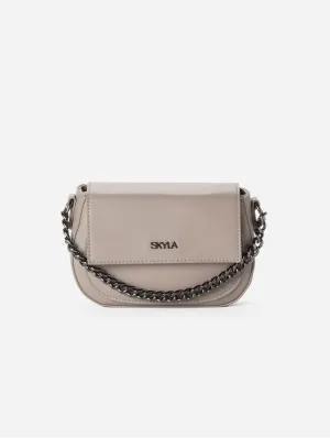 Billie Vegan Leather Crossbody Bag | Stone Grey