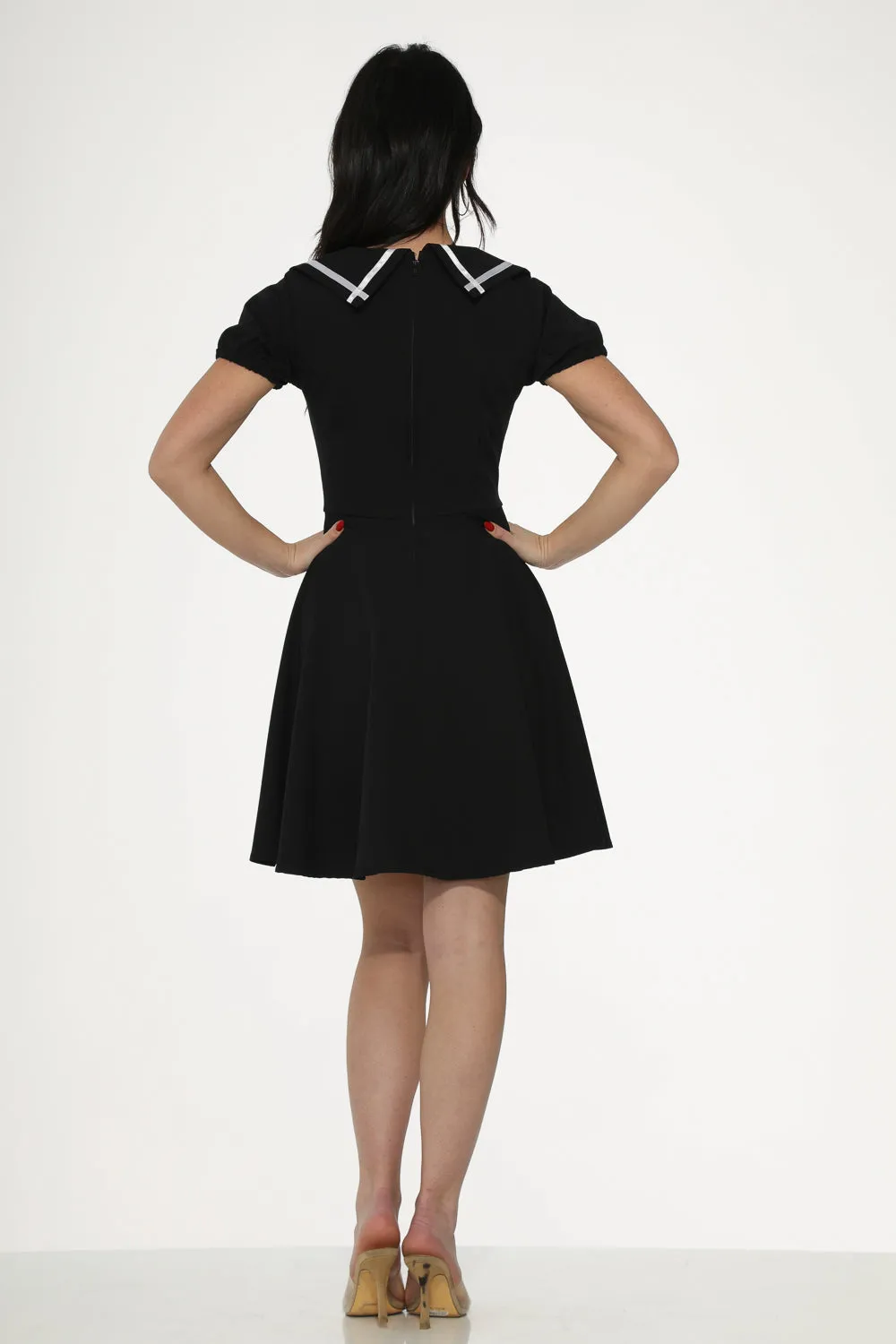 Black & White Trim Gothic Swing Dress