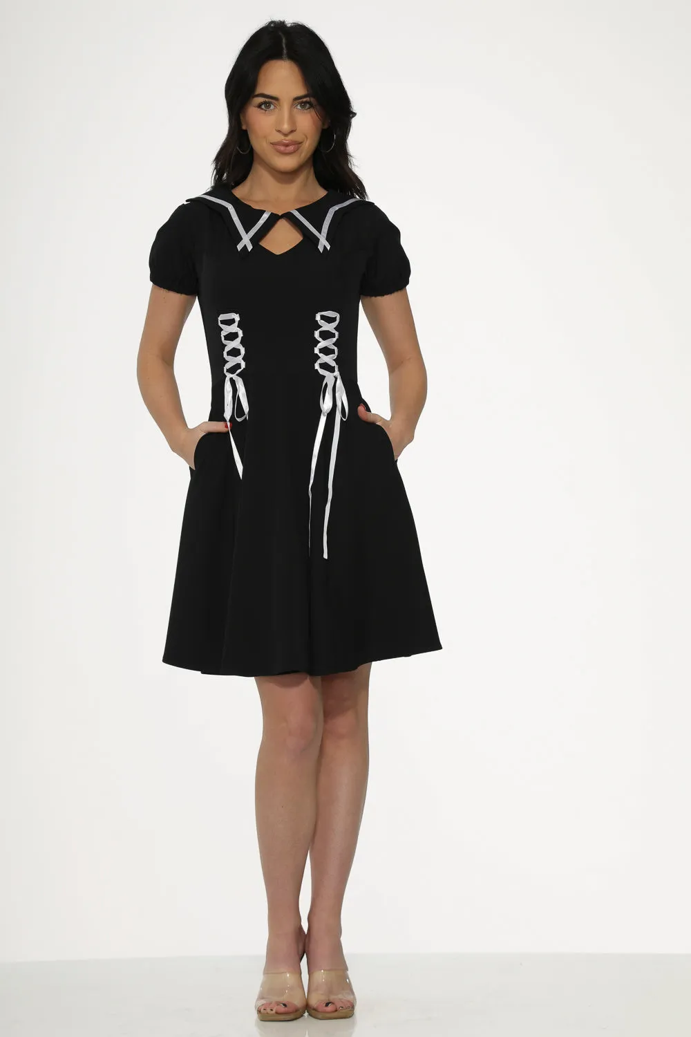 Black & White Trim Gothic Swing Dress