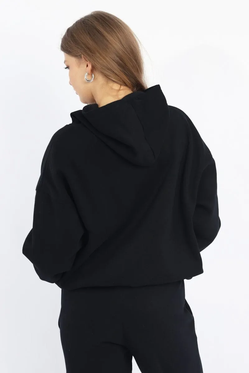 Black Hoodie Sweater Long Sleeve