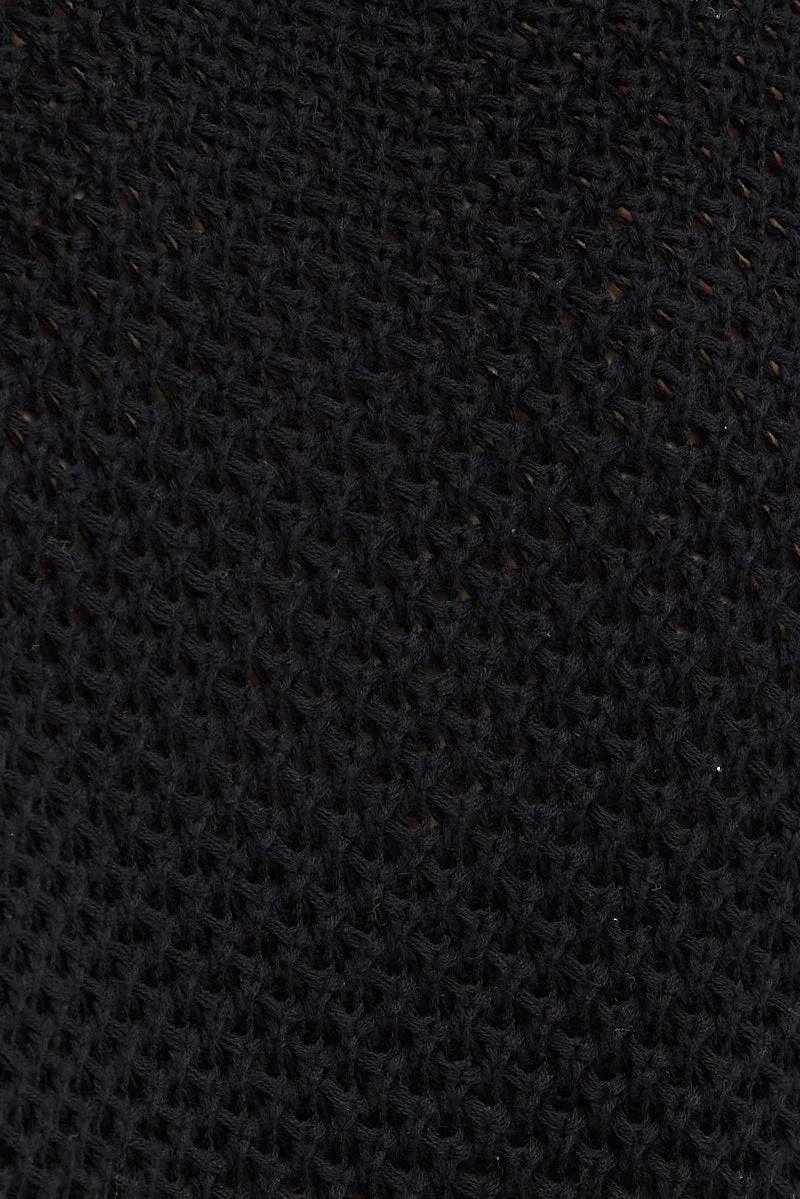 Black Knit Top Long Sleeve Crew Neck