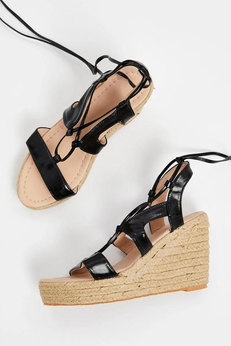Black Strappy Wedges