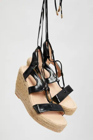 Black Strappy Wedges
