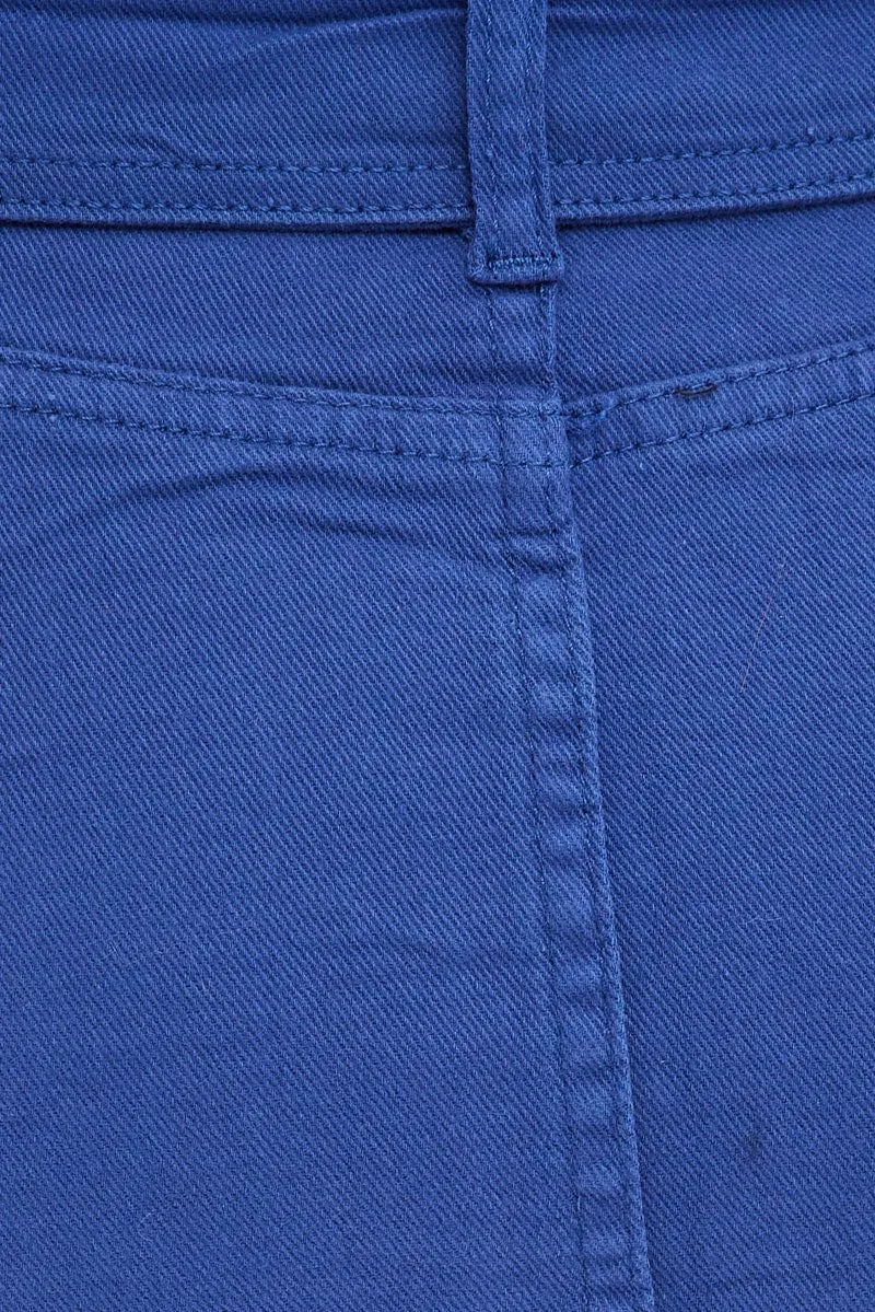 Blue Mini Skirt Belted Low rise