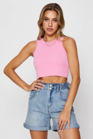 Blue Paper Bag Denim Shorts High Waist