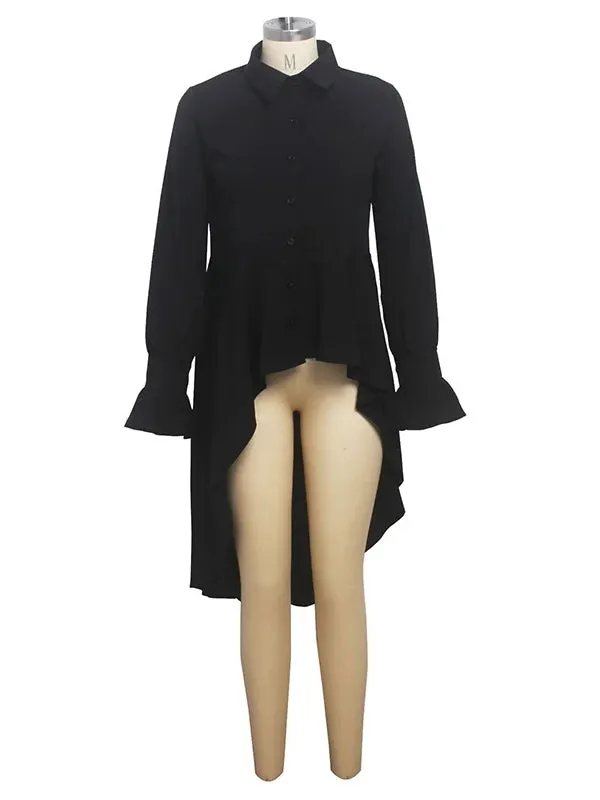 Casual Flare Sleeve Irregular Blouse Shirt