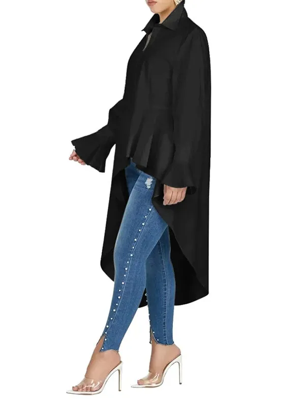Casual Flare Sleeve Irregular Blouse Shirt