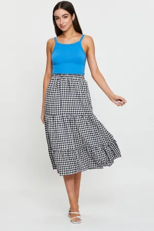 Check Midi Skirt High Rise