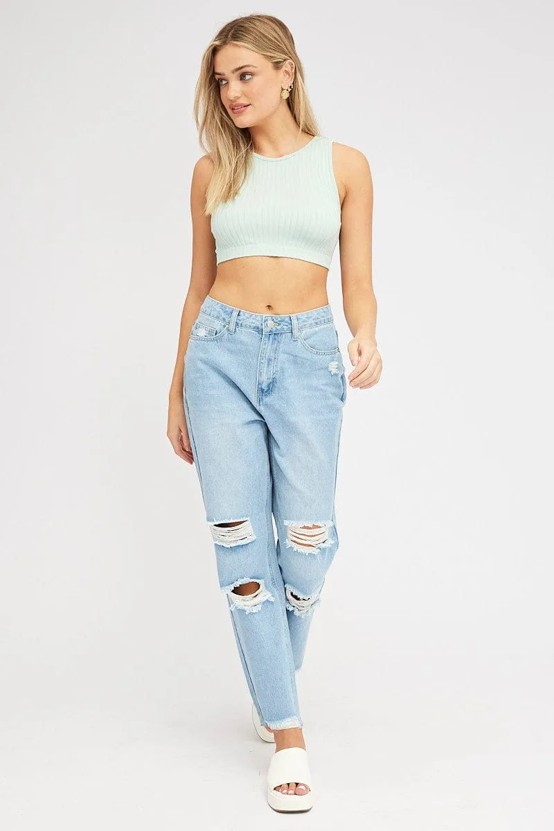 Denim Mom Jean High Rise Ripped