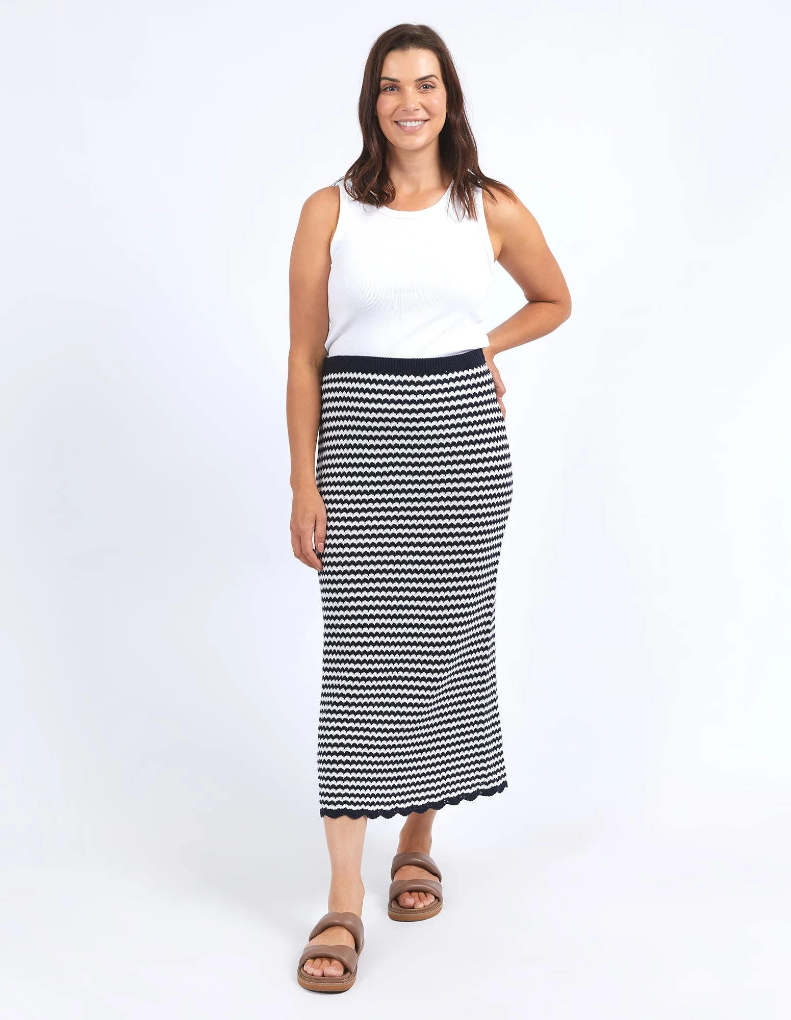 Elm Rosie Stripe Skirt Navy/White
