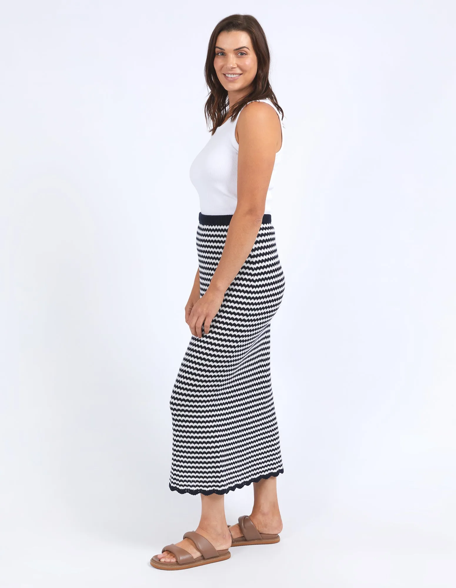 Elm Rosie Stripe Skirt Navy/White