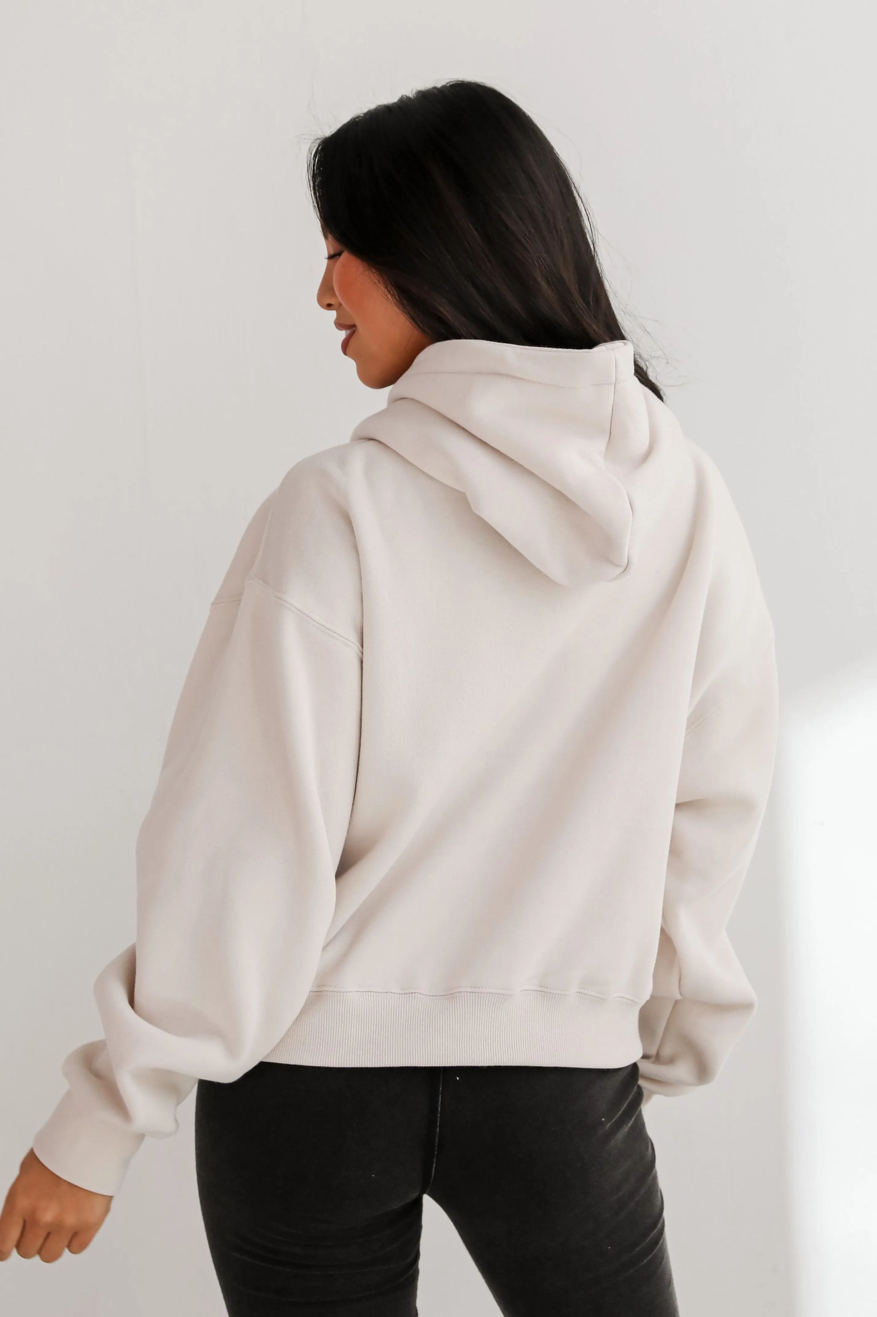 FINAL SALE - Cozy Convenience Beige Quarter Zip Hoodie