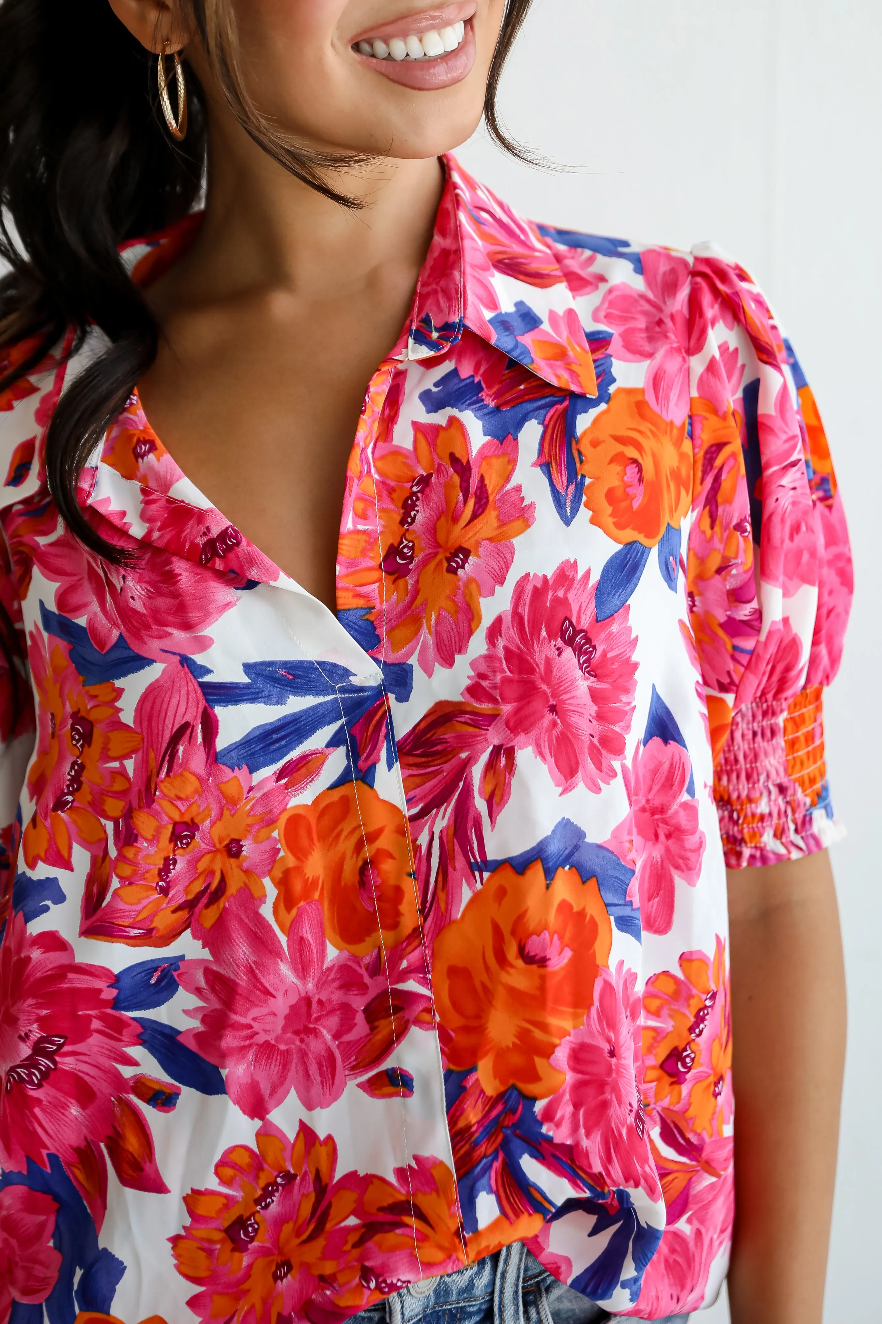 FINAL SALE - Profound Poise Pink Floral Blouse
