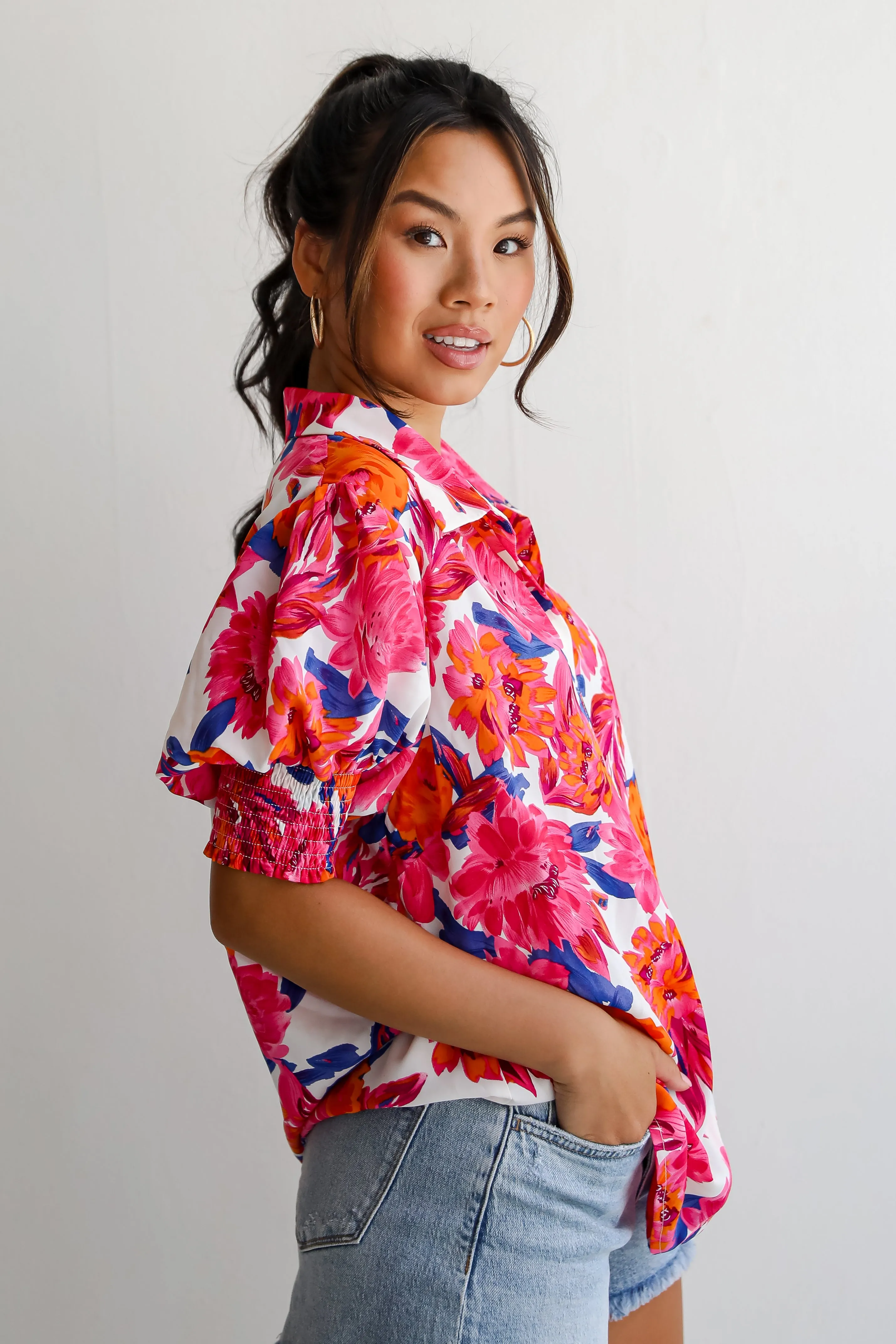 FINAL SALE - Profound Poise Pink Floral Blouse