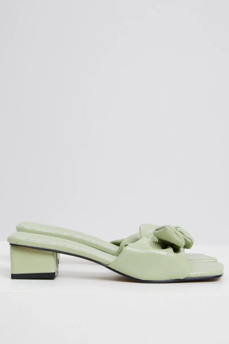 Green Faux Leather Knot Mule