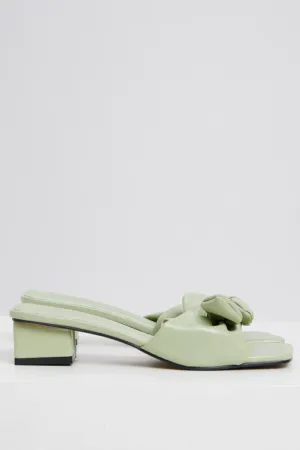 Green Faux Leather Knot Mule