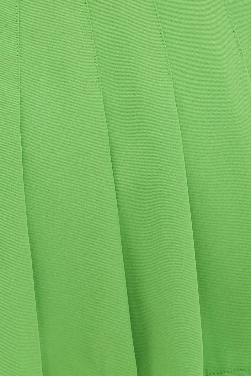 Green High Waist Pleated Tennis Skirt