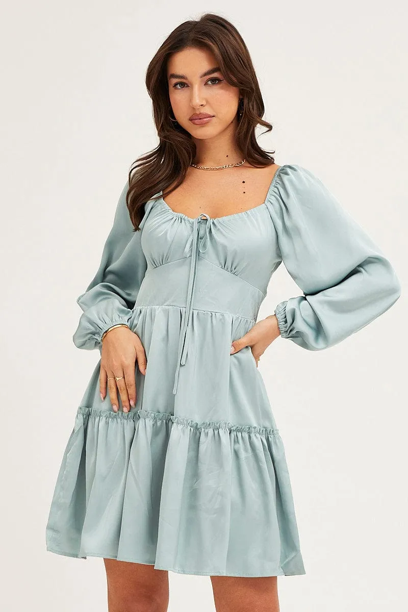 Green Ruffle Skater Dress