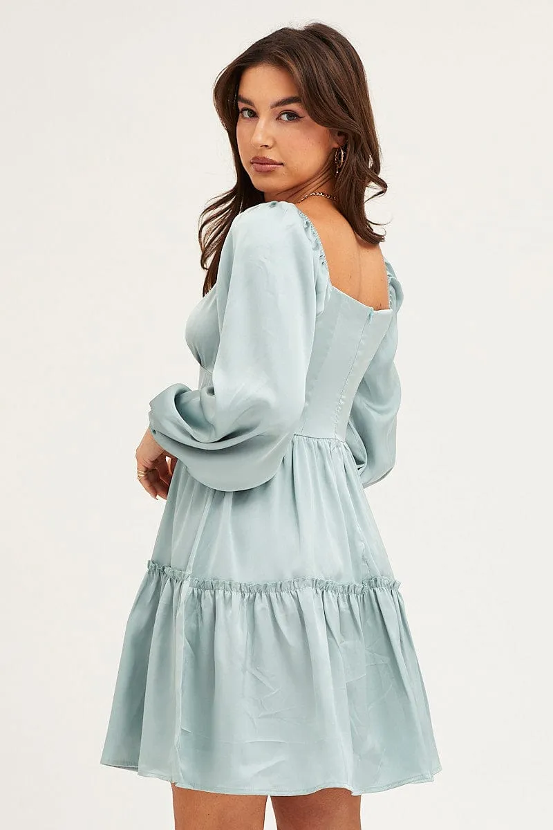 Green Ruffle Skater Dress