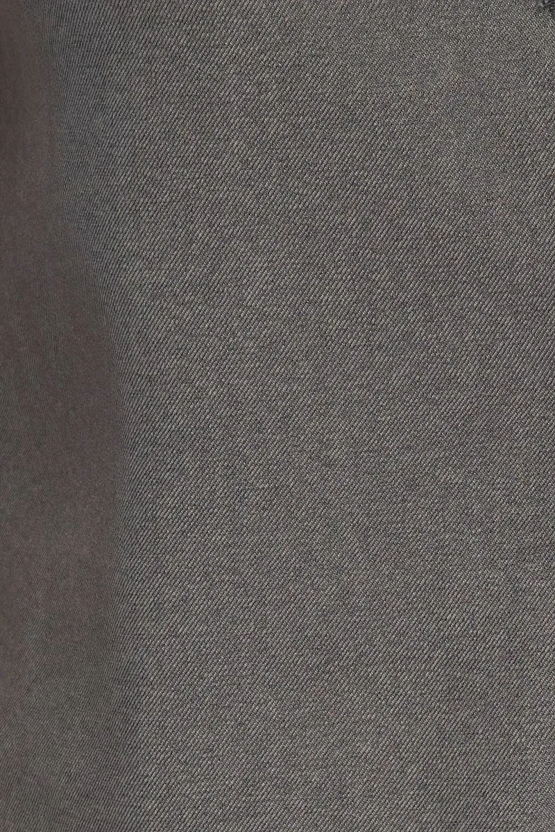 Grey Top Waistcost Sleeveless V Neck Button Up Relaxed