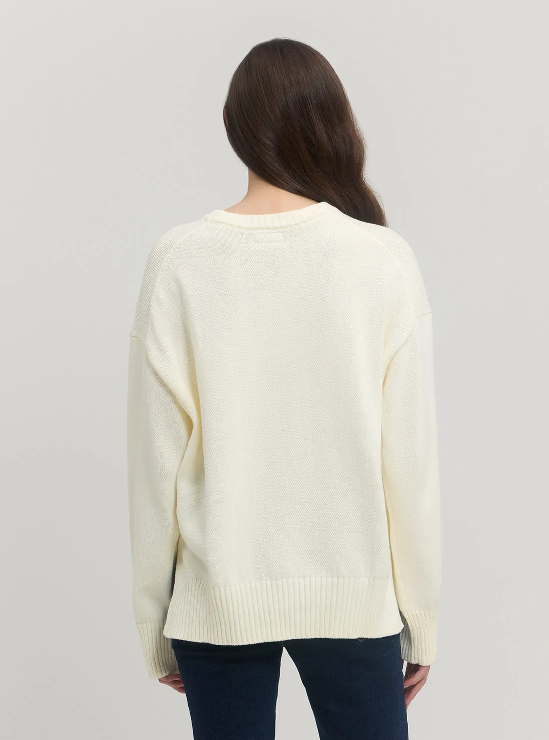 Guess Jeans Long Sleeve Crew Neck Big Triangle Sweater