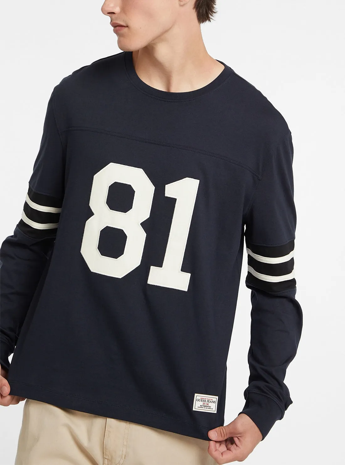 Guess Jeans Long Sleeve Crew Neck Reg Striped Tee