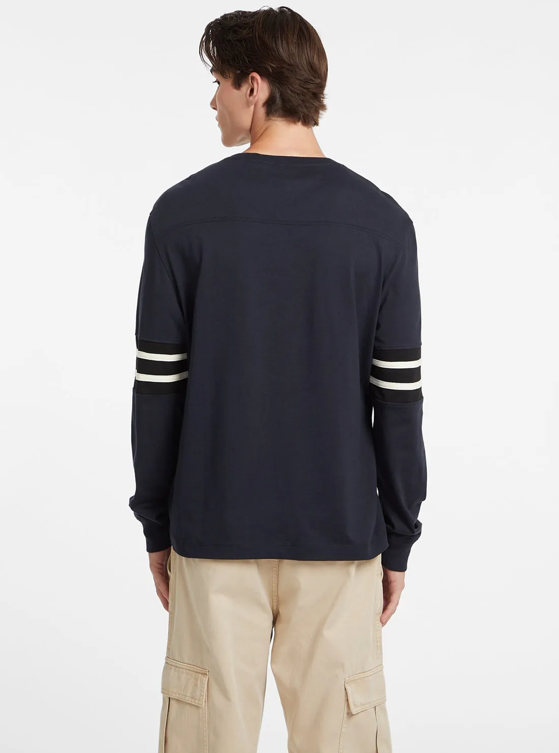 Guess Jeans Long Sleeve Crew Neck Reg Striped Tee