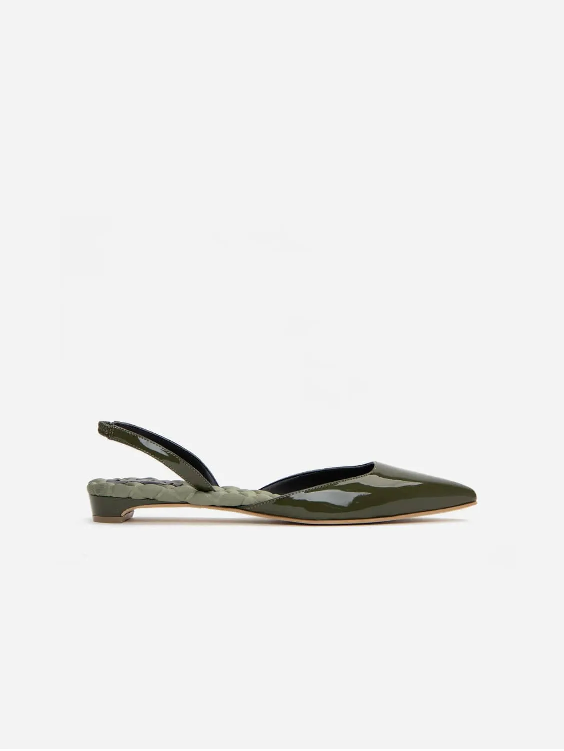Jackie Vegan Leather Slingback Flats | Green Patent