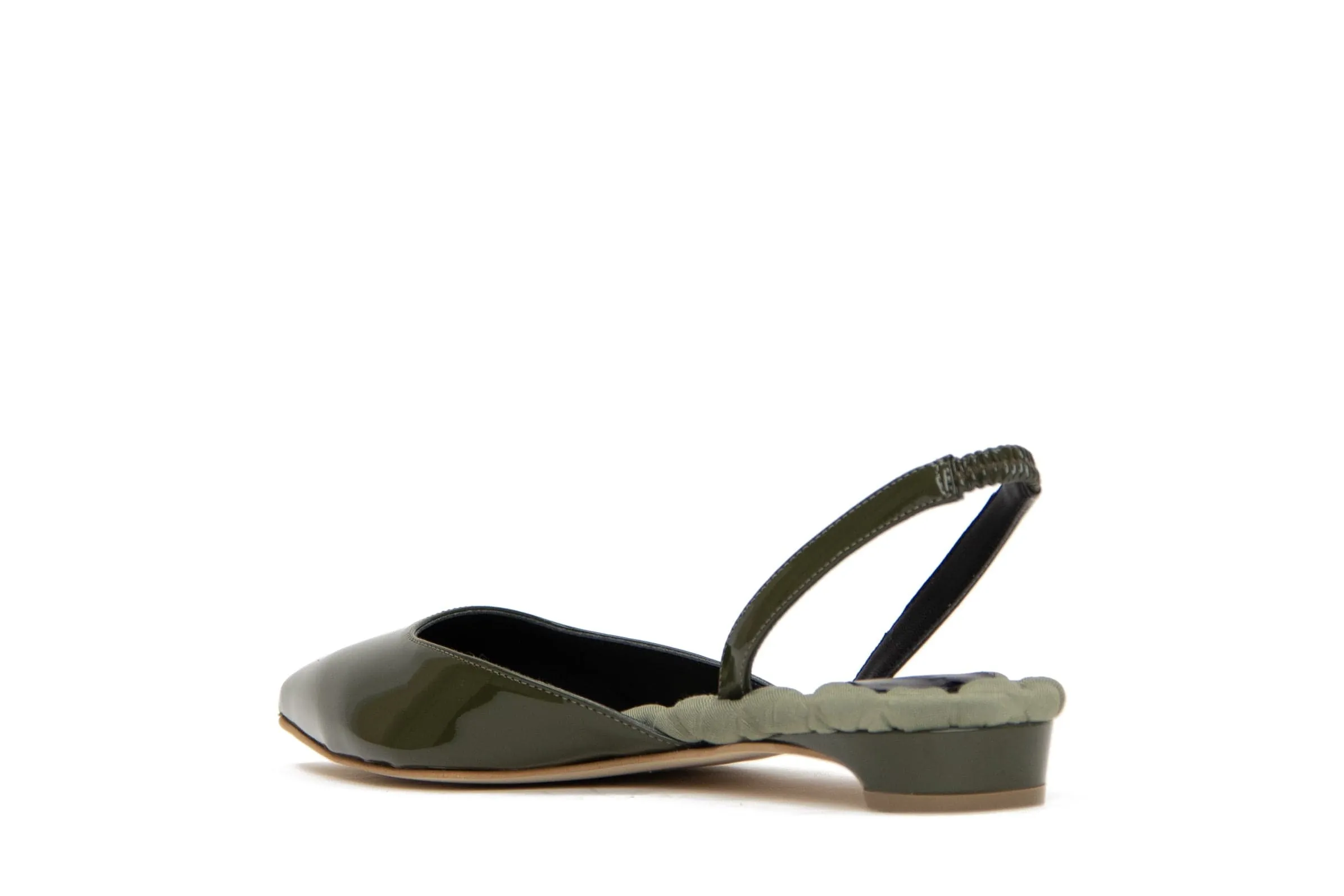 Jackie Vegan Leather Slingback Flats | Green Patent