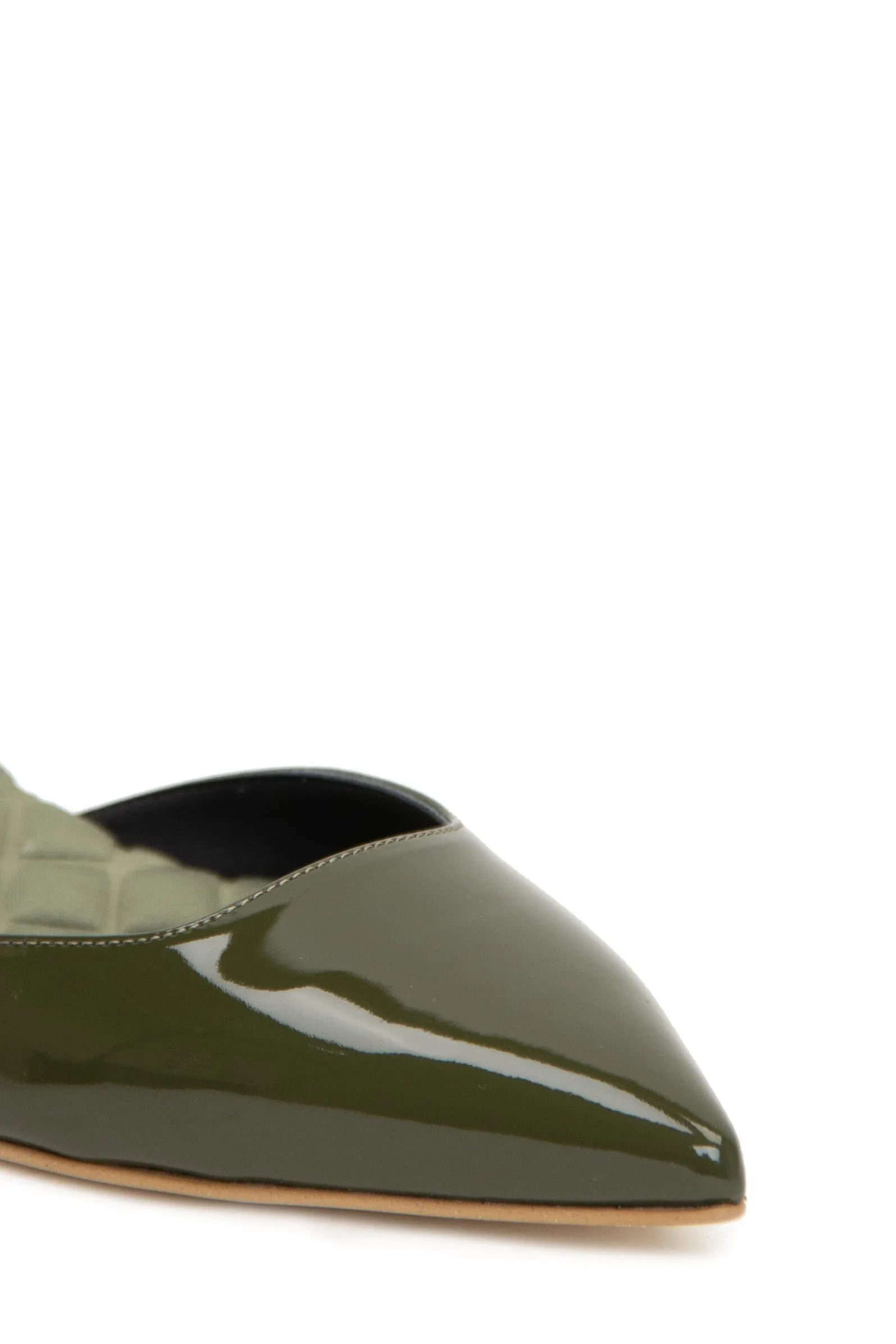 Jackie Vegan Leather Slingback Flats | Green Patent