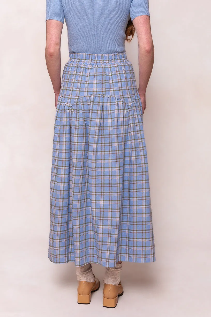Jo Skirt in Light Blue Plaid