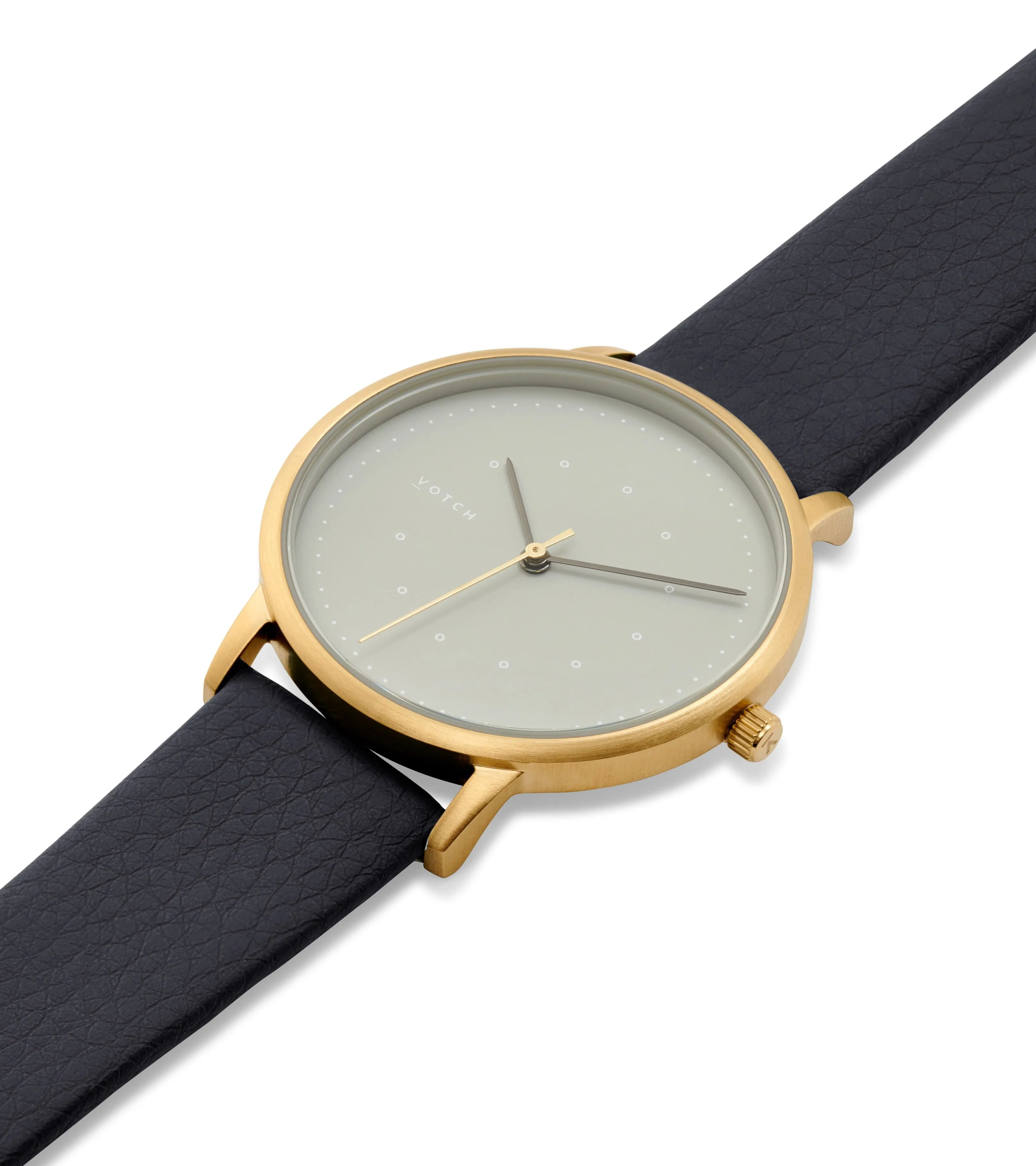 Lyka Gold and Black Watch with Grey Face | Black Vegan Leather Strap