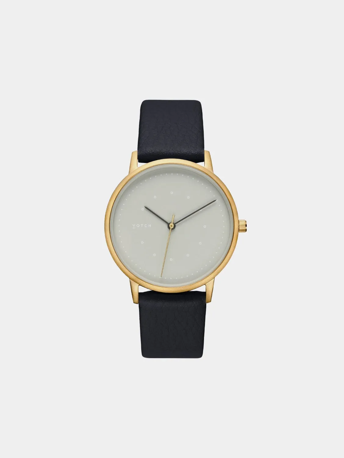 Lyka Gold and Black Watch with Grey Face | Black Vegan Leather Strap