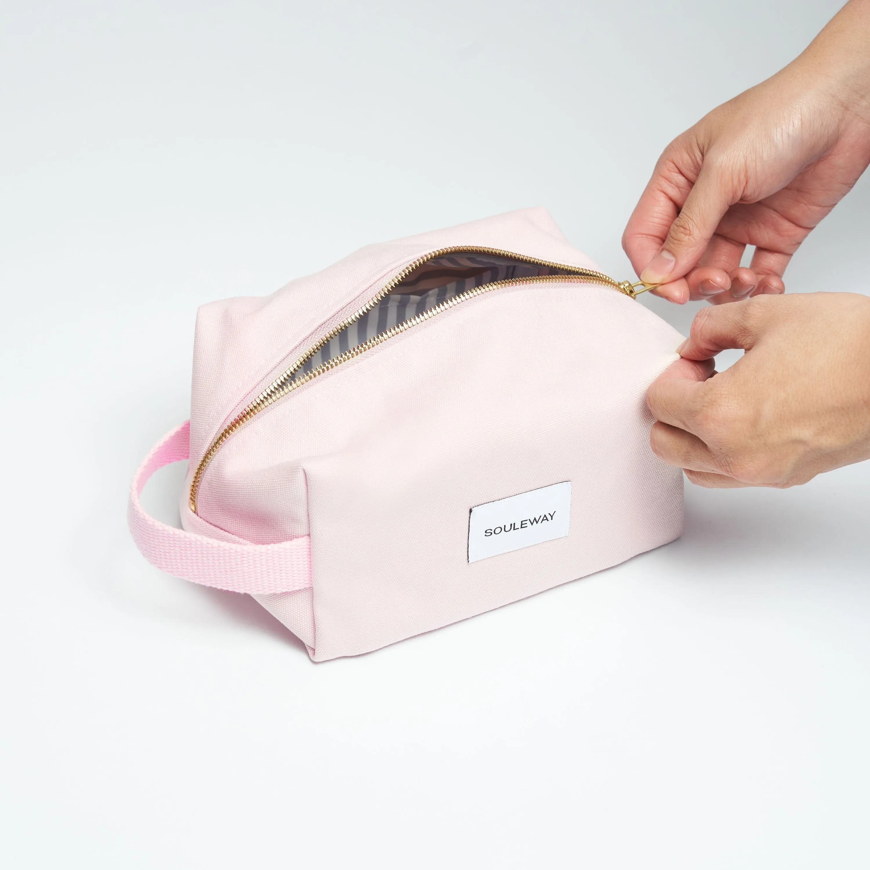 Natural Cotton Canvas Classic Washbag S | Blush Pink