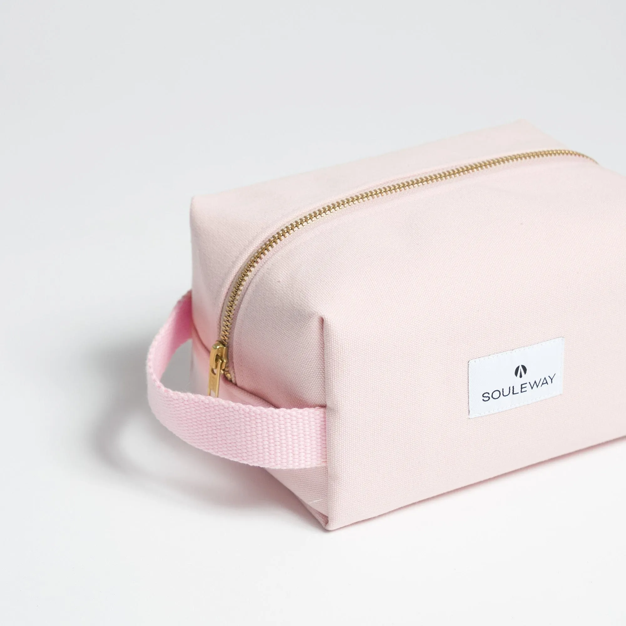Natural Cotton Canvas Classic Washbag S | Blush Pink