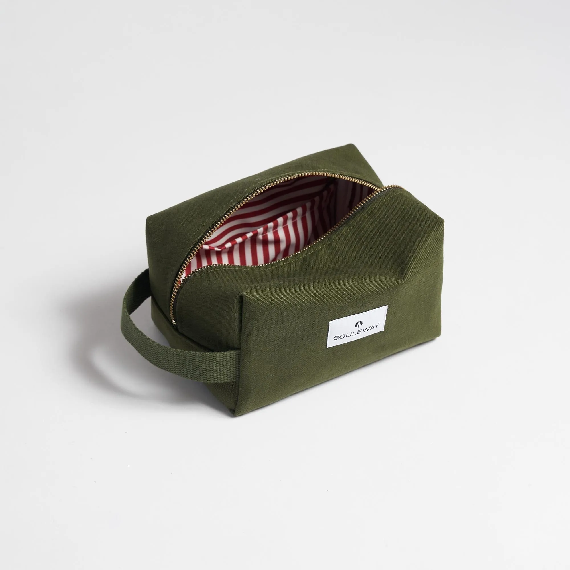 Natural Cotton Canvas Classic Washbag S | Dark Olive