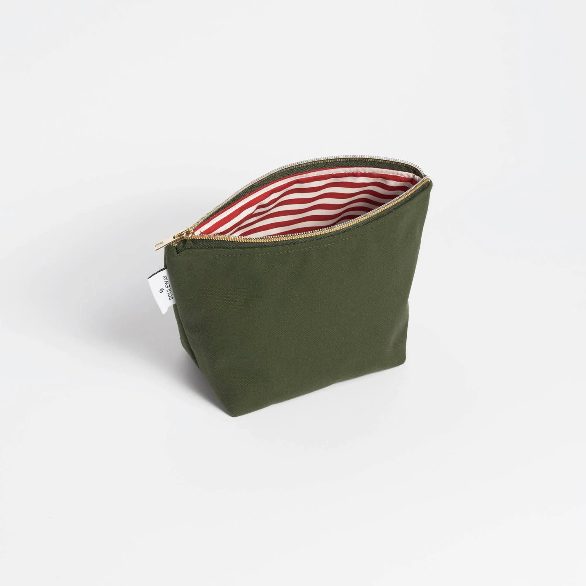 Natural Cotton Canvas Cosmetic Bag | Dark Olive