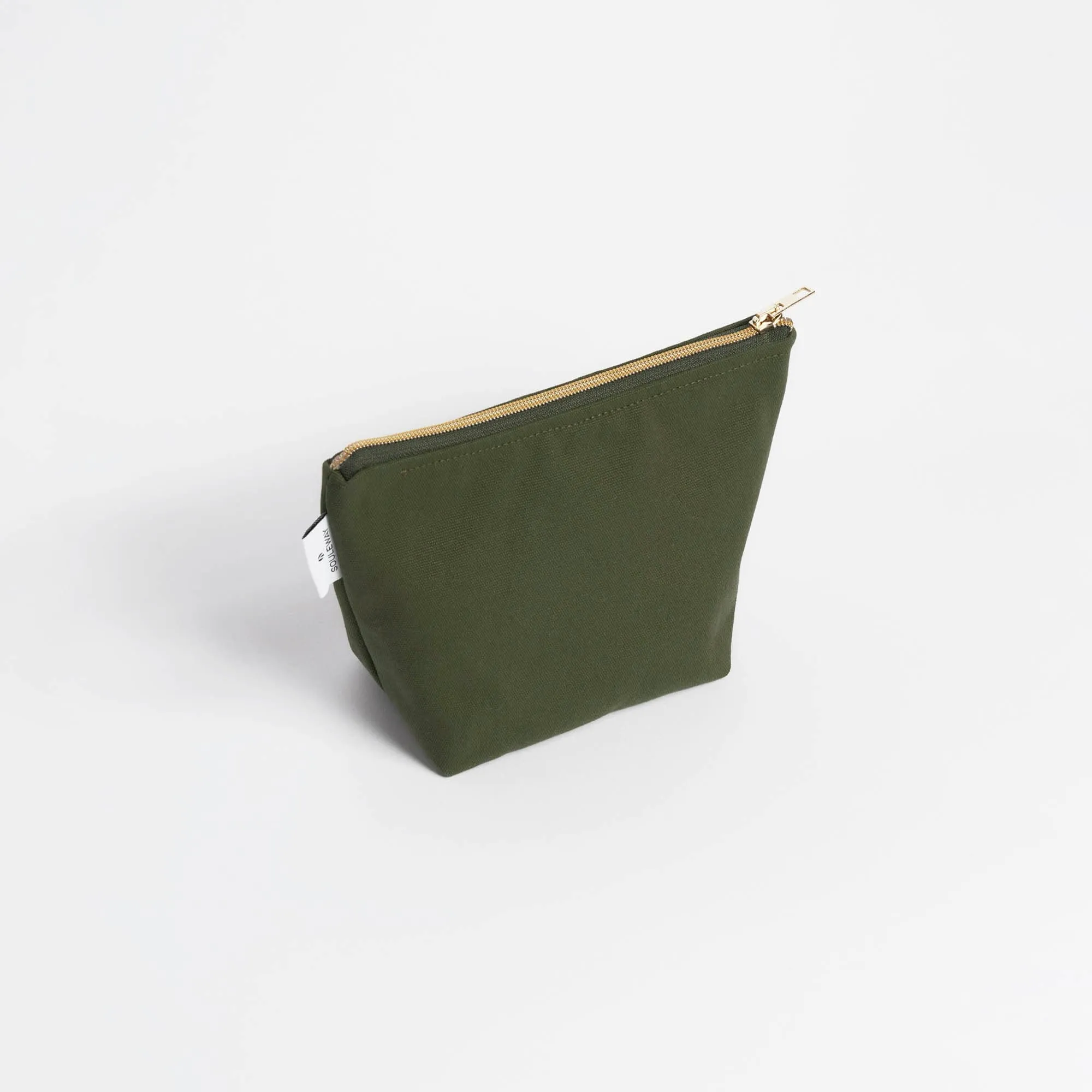 Natural Cotton Canvas Cosmetic Bag | Dark Olive