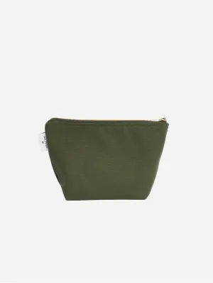 Natural Cotton Canvas Cosmetic Bag | Dark Olive